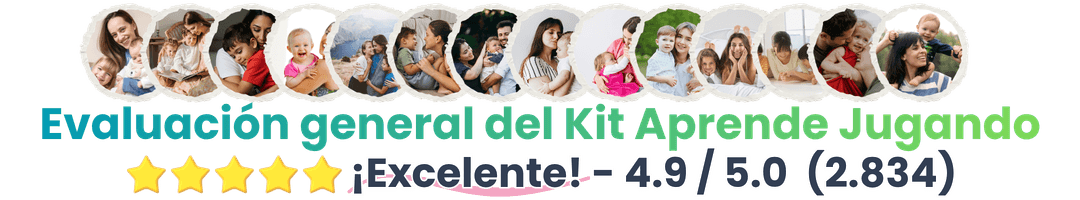 Evaluación general del Kit Aprende Jugando: ¡Excelente! 4.9 de 5, con 2.834 valoraciones de mamás